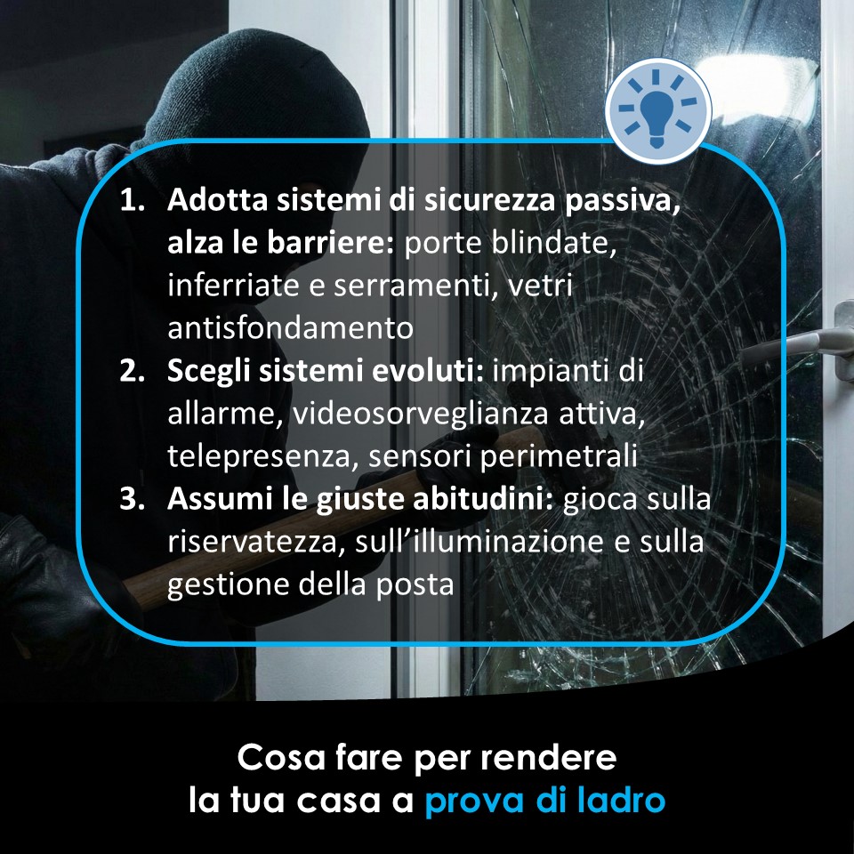 come limitare il rischio di subire un furto con misure di prevenzione